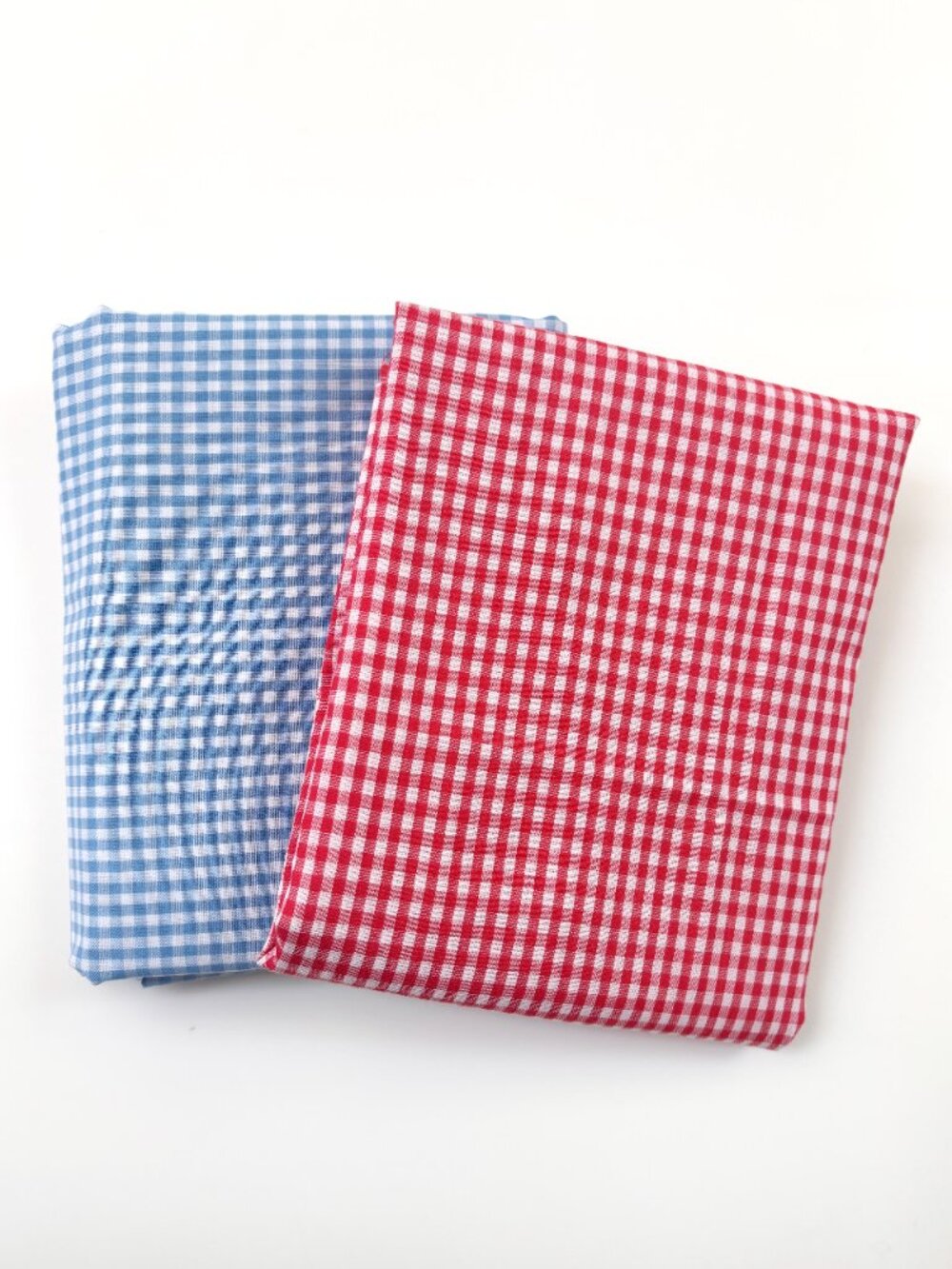 Blue and Red Gingham Fabric Yardage